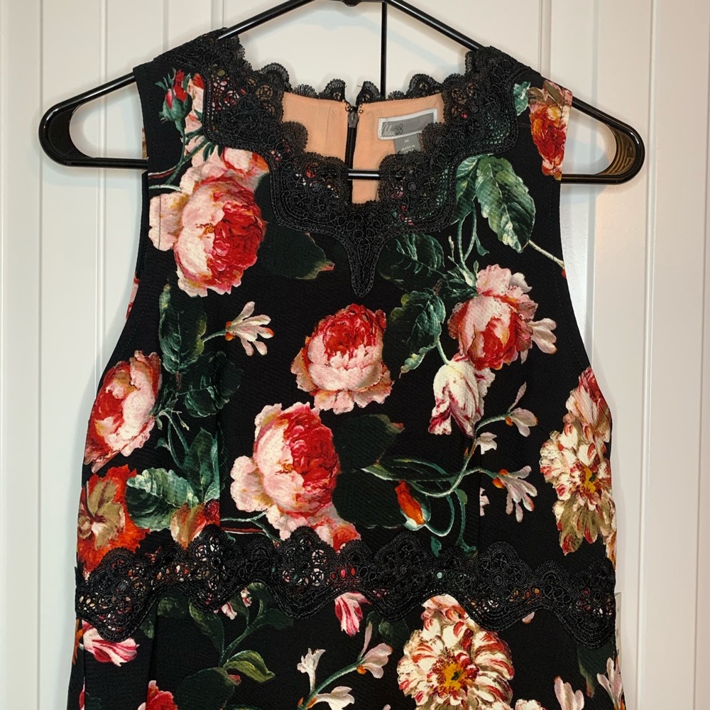 Chelsea 28 Black Foxie Floral Lace Trim Tea Dress - Picture 4 of 14